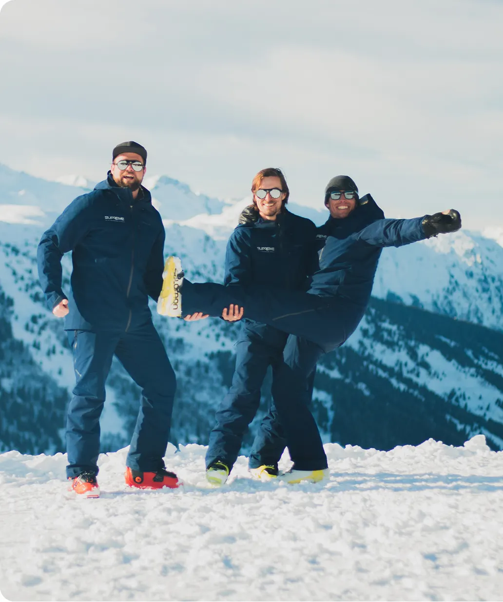 Skiers in action